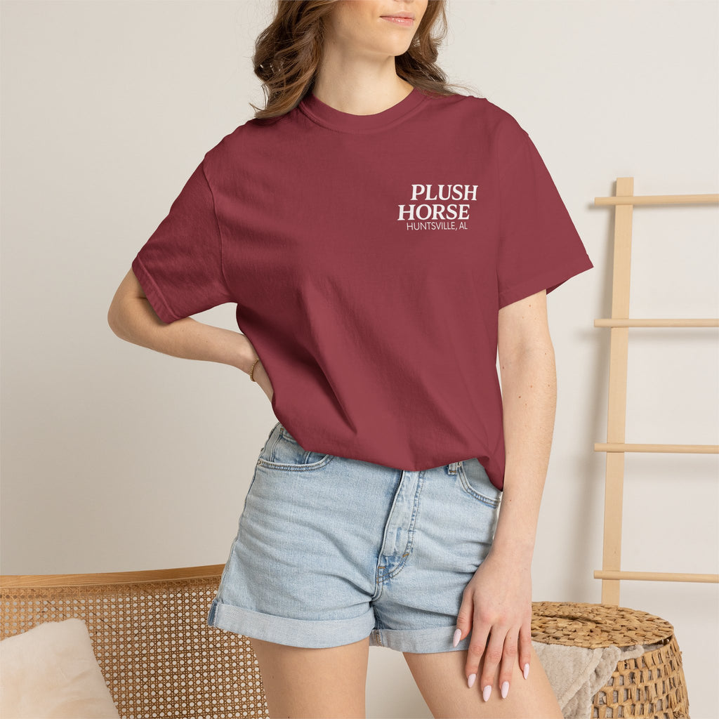 Plush Horse Bucket Logo T-Shirt — Huntsville, AL Vintage Beer Tee