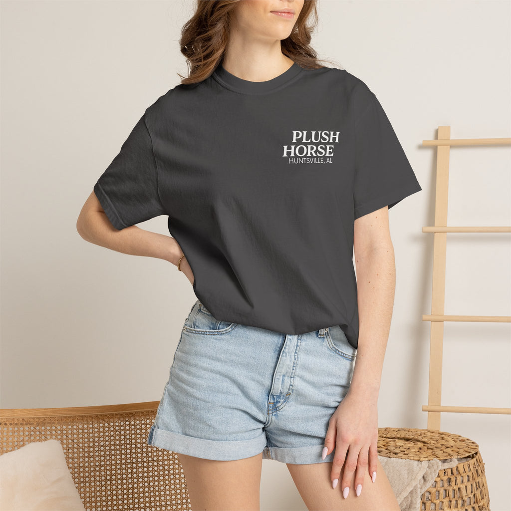 Plush Horse Bucket Logo T-Shirt — Huntsville, AL Vintage Beer Tee