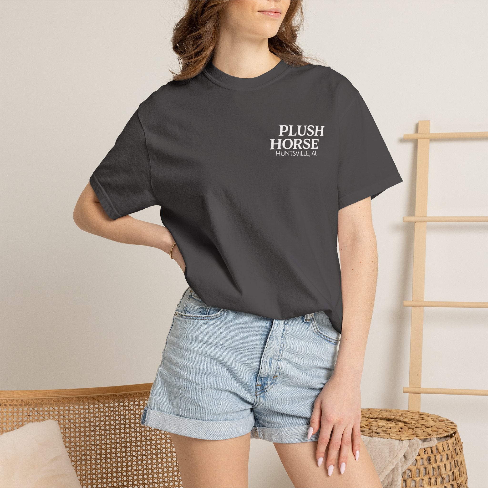 Plush Horse Bucket Logo T-Shirt — Huntsville, AL Vintage Beer Tee