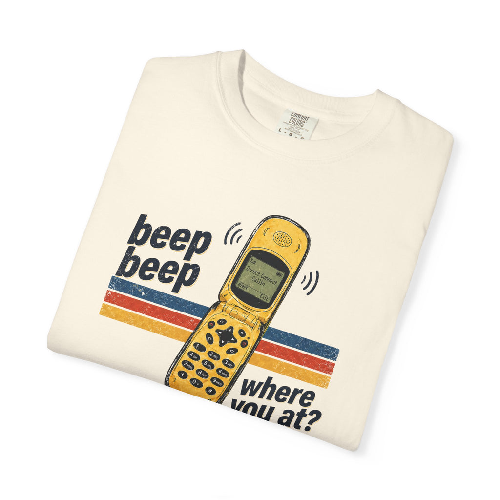 90s Chirp Phone Retro Tee – Beep Beep Where You At? Vintage Walkie Talkie Style Shirt