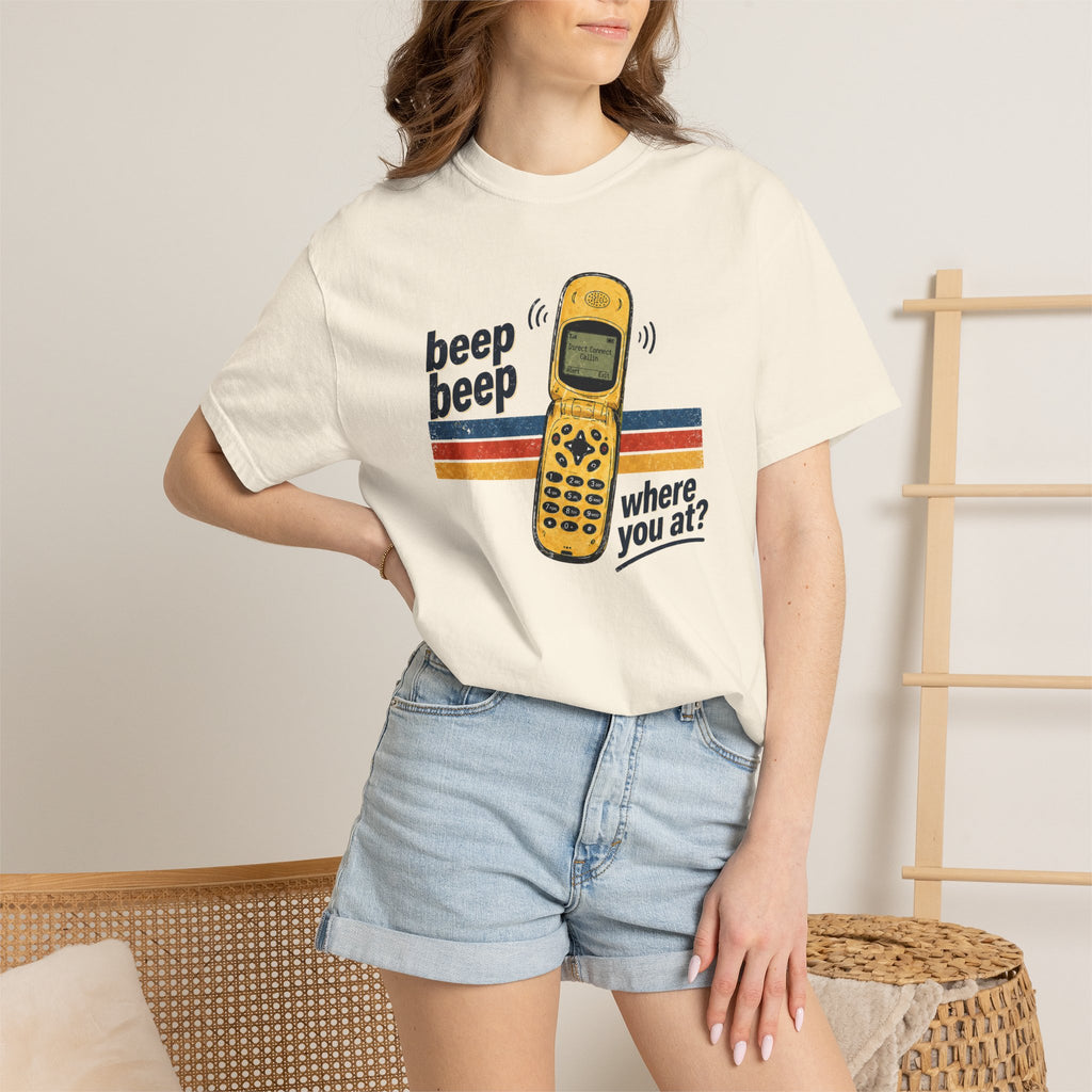90s Chirp Phone Retro Tee – Beep Beep Where You At? Vintage Walkie Talkie Style Shirt