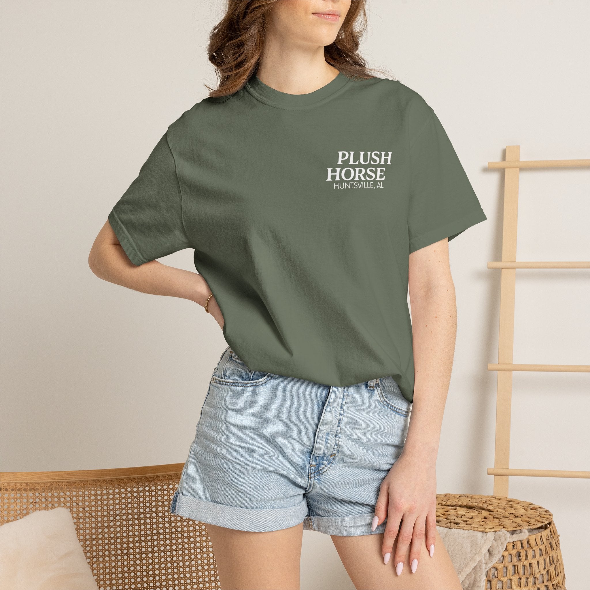 Plush Horse Bucket Logo T-Shirt — Huntsville, AL Vintage Beer Tee