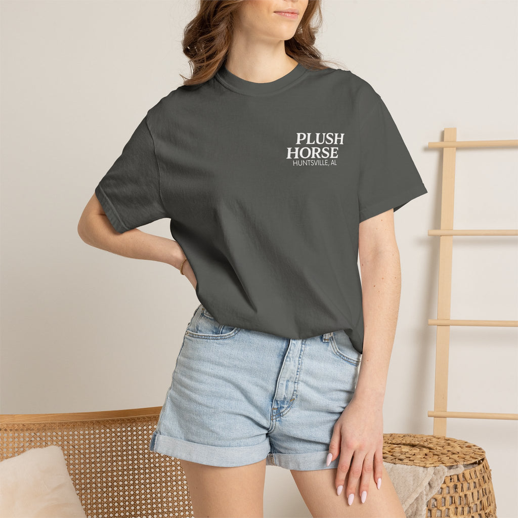 Plush Horse Bucket Logo T-Shirt — Huntsville, AL Vintage Beer Tee