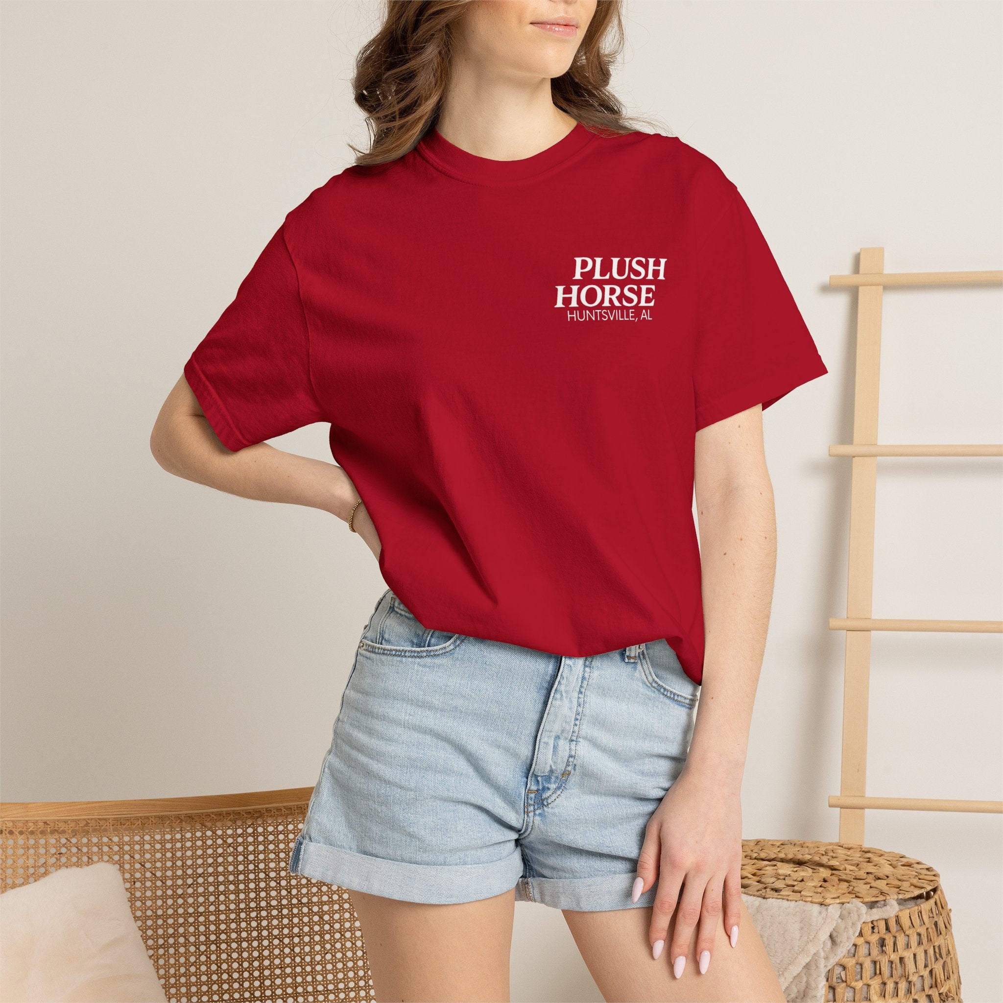 Plush Horse Bucket Logo T-Shirt — Huntsville, AL Vintage Beer Tee